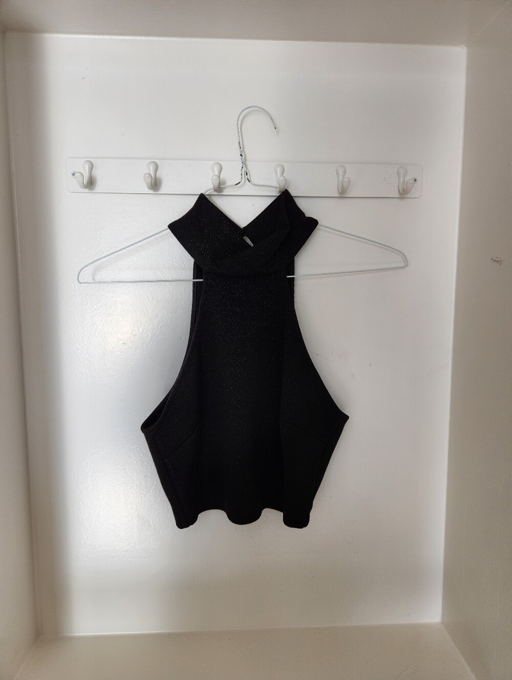 Black Halter Crop Top with Twist Neck